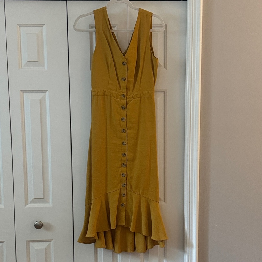 Elegant Mustard Button-Down Dress